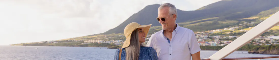 Couple walking on deck of a Windstar ship