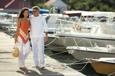 Couple walking in St. Barts