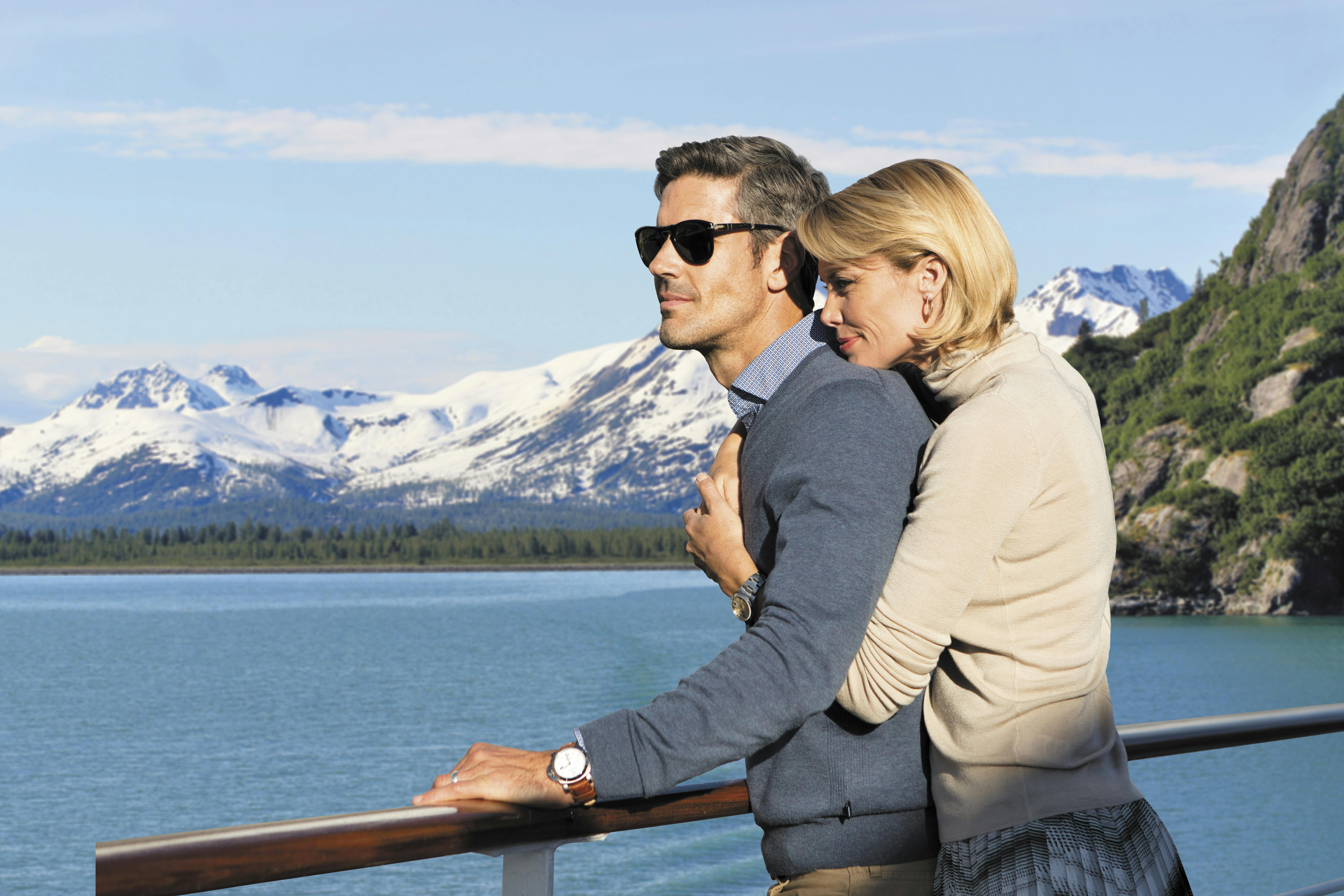couple on deck in alaska