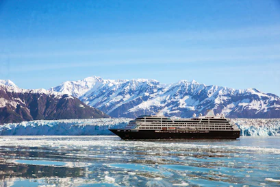 Azamara Quest ship sailing Hubbard Glacier in Alaska