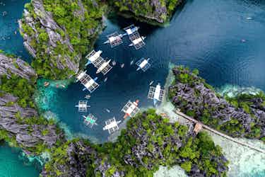 boats in el nido bay, phillipines