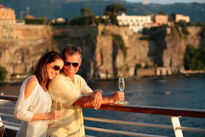 couple on deck of seabourn ship