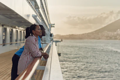 couple on deck of crystal ship