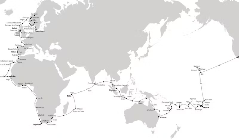 Silversea 2027 World Cruise Map