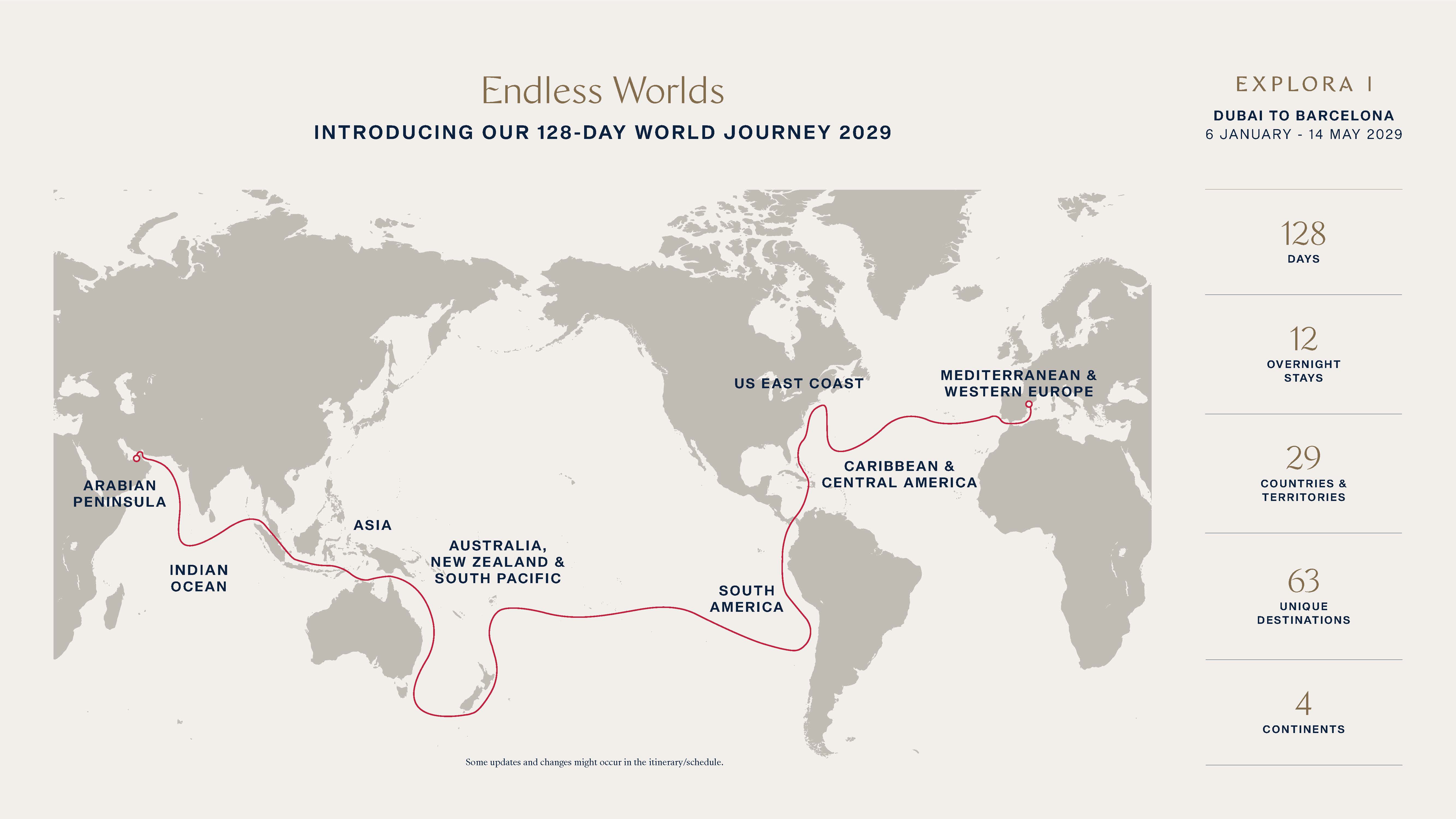world cruise map - explora journeys
