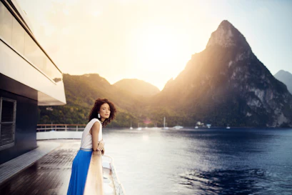 woman on deck of ritz carlton yacht
