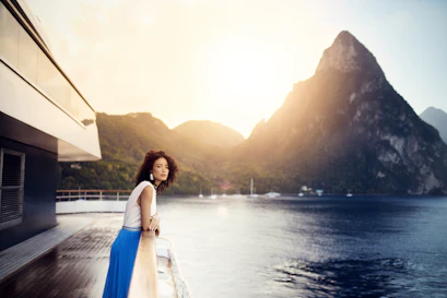 woman on deck of ritz carlton yacht