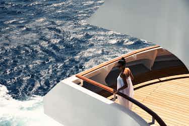 woman on deck of crystal cruises ship