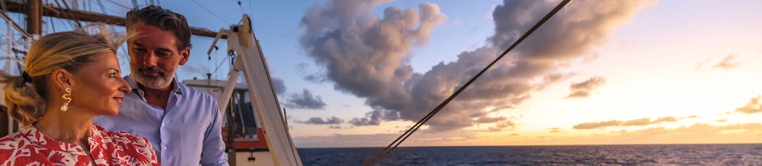 couple on deck of sea cloud ship