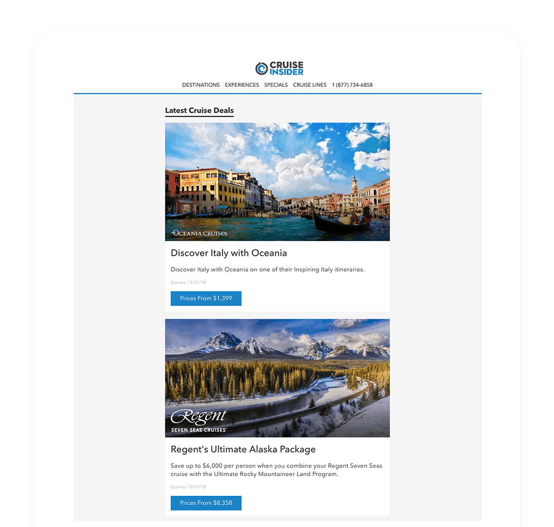Cruise insider page displayed on a tablet