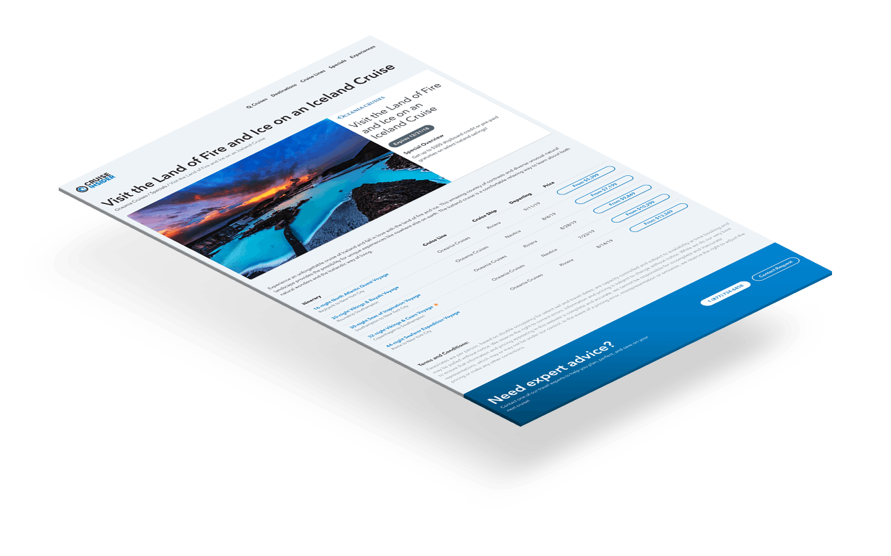 Cruise insider page displayed stacked horizontally and at an angle